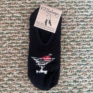 NEW PJ Salvage Black Martini Fuzzy Socks - One Size
